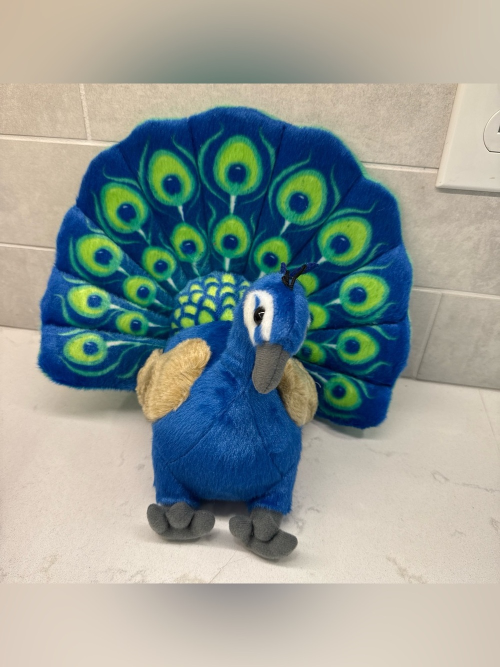 Wild republic Plush Peacock Pet Bed Blue and green stuffed animal